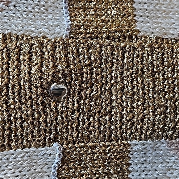 Nannell Vintage Glitz and Glam Gold Cream Chevron Sweater M - Picture 6 of 8